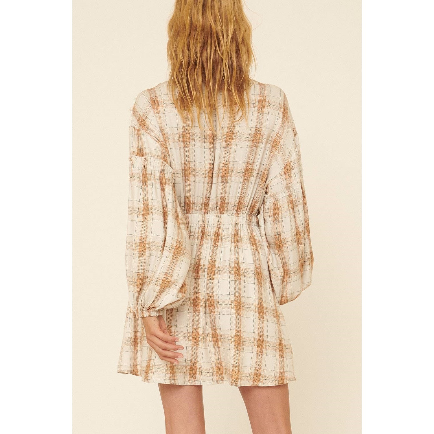 Hannah Plaid Dress (Camel)