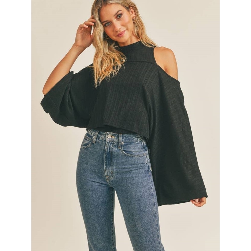 One Last Kiss Crop Top and Tank Set (Black)