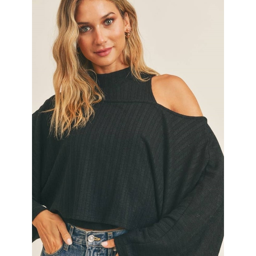 One Last Kiss Crop Top and Tank Set (Black)
