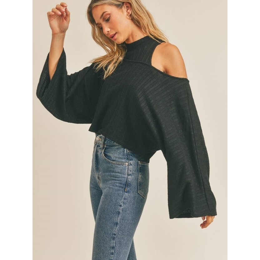 One Last Kiss Crop Top and Tank Set (Black)