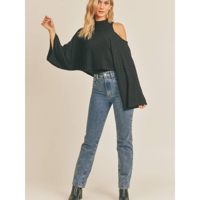 One Last Kiss Crop Top and Tank Set (Black)
