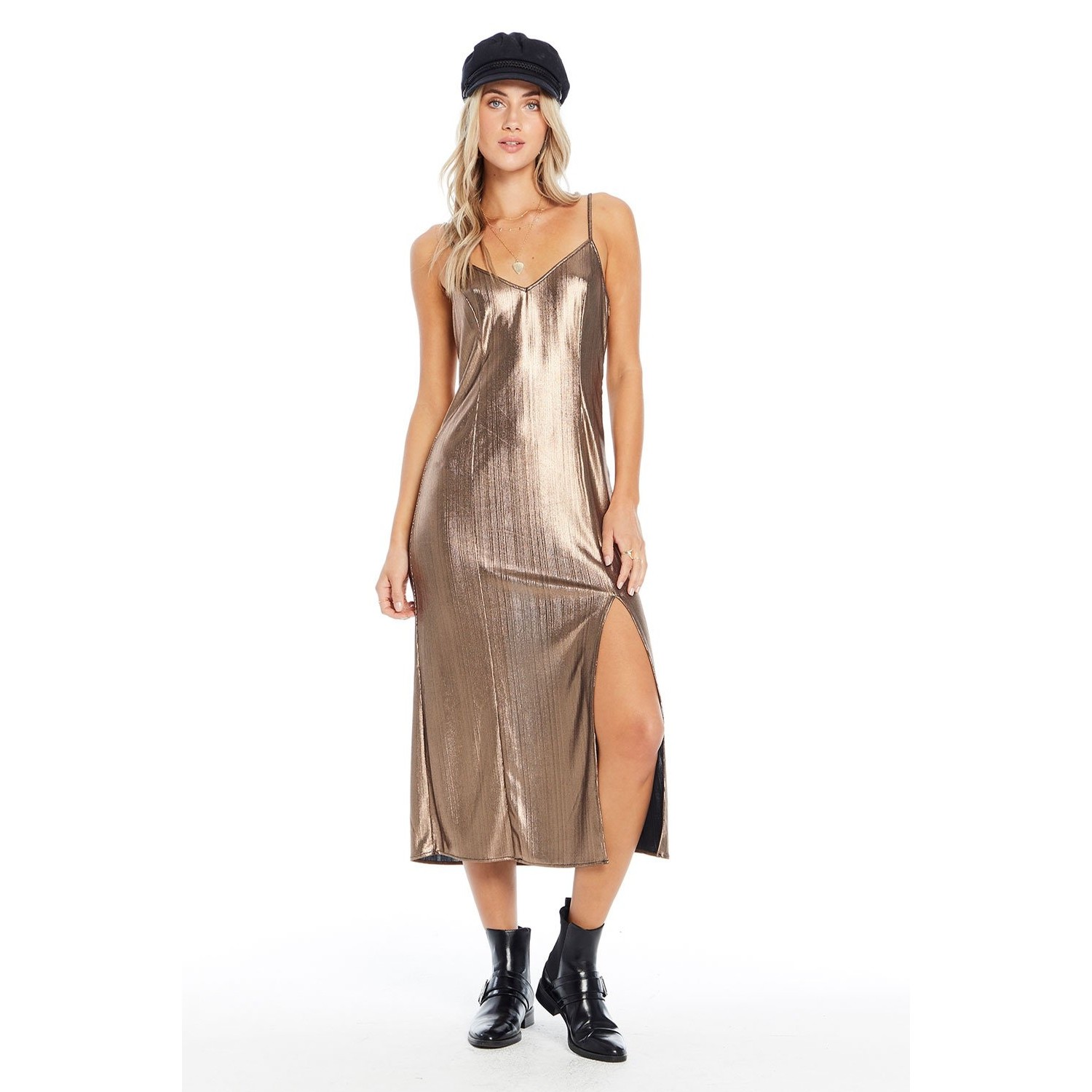 metallic dress midi