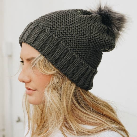 Le Collection Sherpa Lined Beanie with 