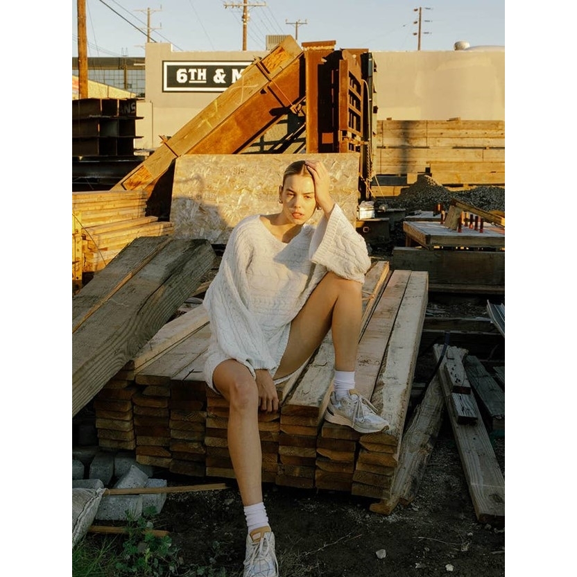 Cable Knit Oversized Crop Sweater (Off White)