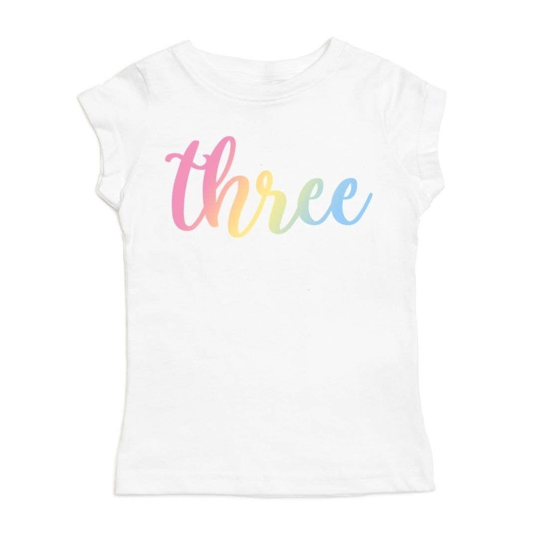 Birthday Girl Rainbow S/S Tee (THREE)