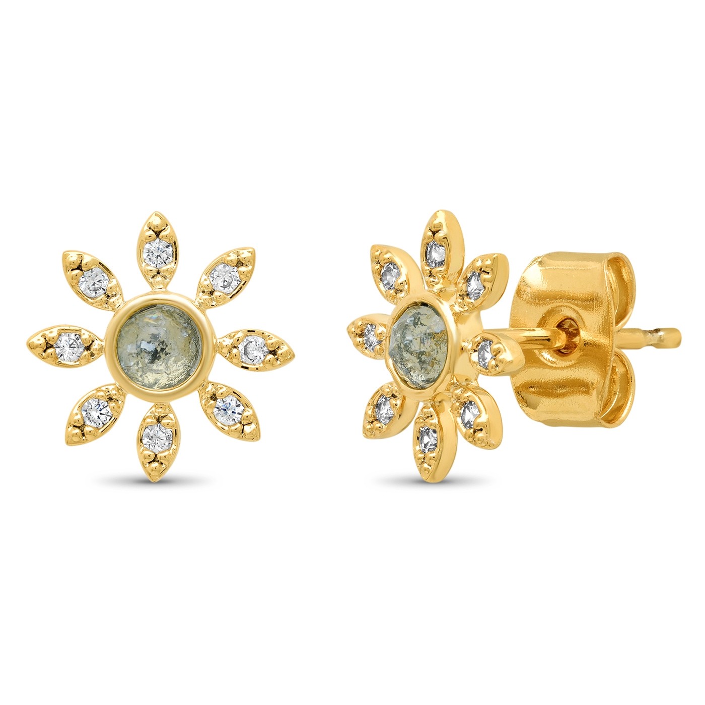 CZ Flower Post Earring (Gold)