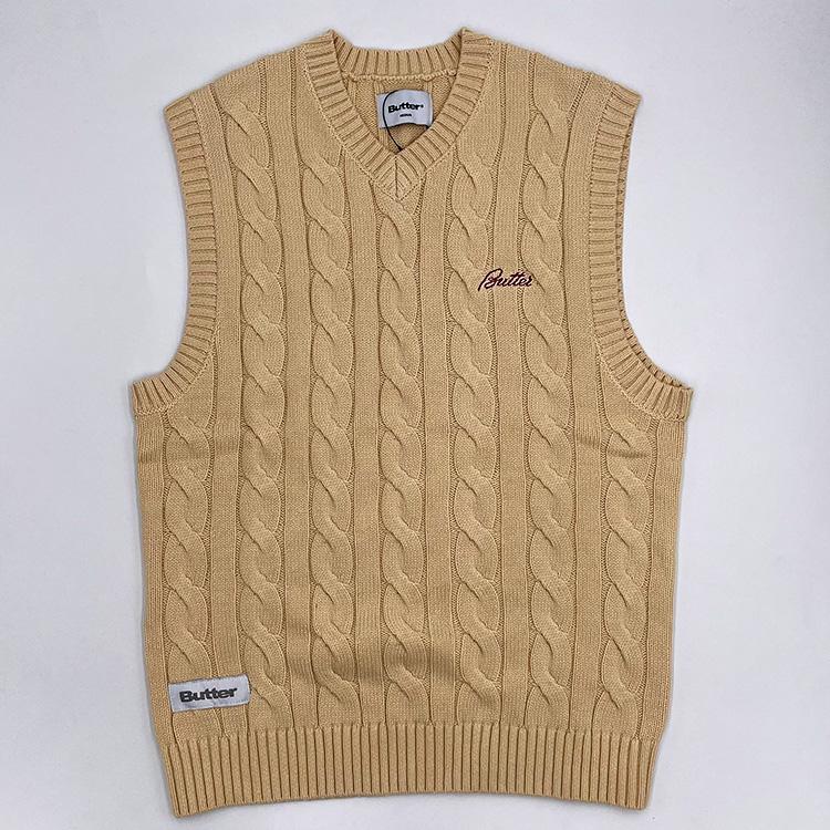 Butter Goods Cable Knit Vest (Bone) Sweaters at Emage Butter Goods Cable Knit Vest (Bone) Sweaters at Emage