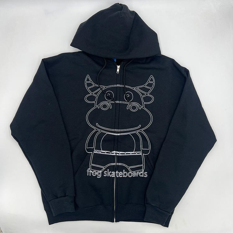 Frog Skateboards Totally Awesome Zip Hoodie (Black) Sweatshirts at