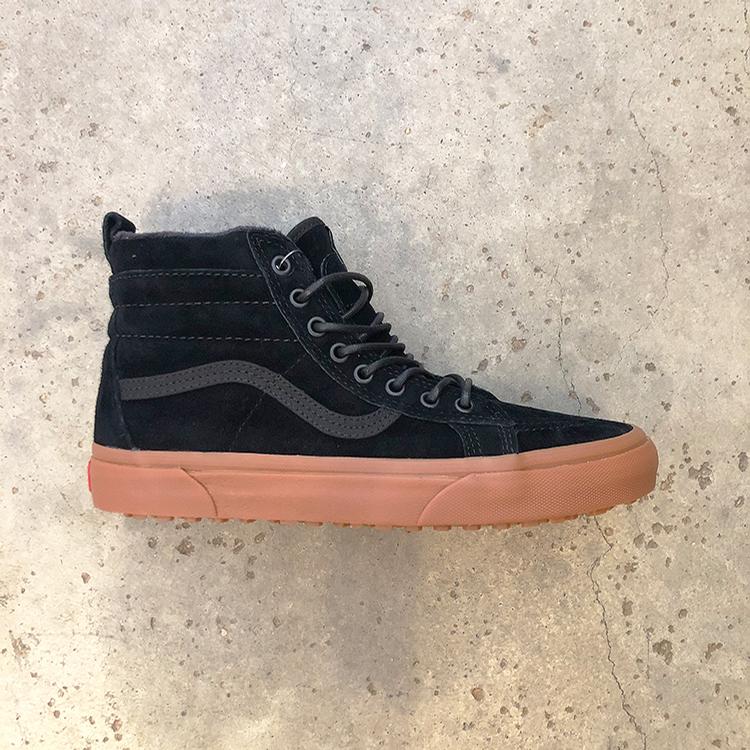 vans sk8 hi black gum on feet