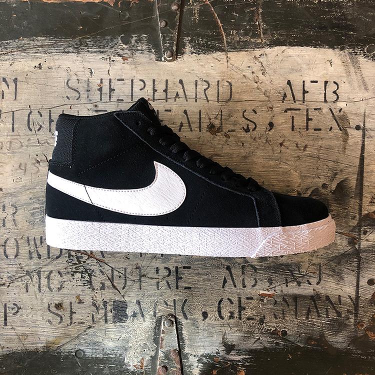 nike sb blazer mid black white