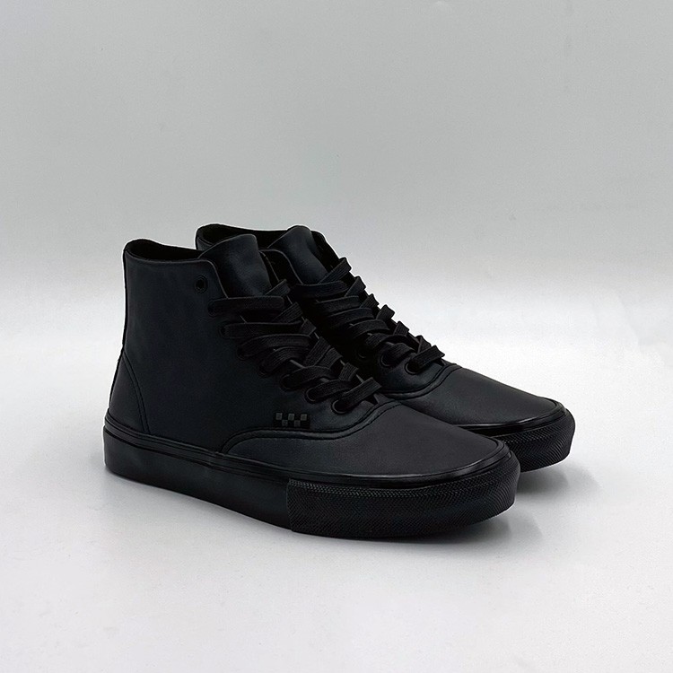 Vans Skate Authentic Hi Leather/Black) Shoes Mens at Emage Colorado, LLC