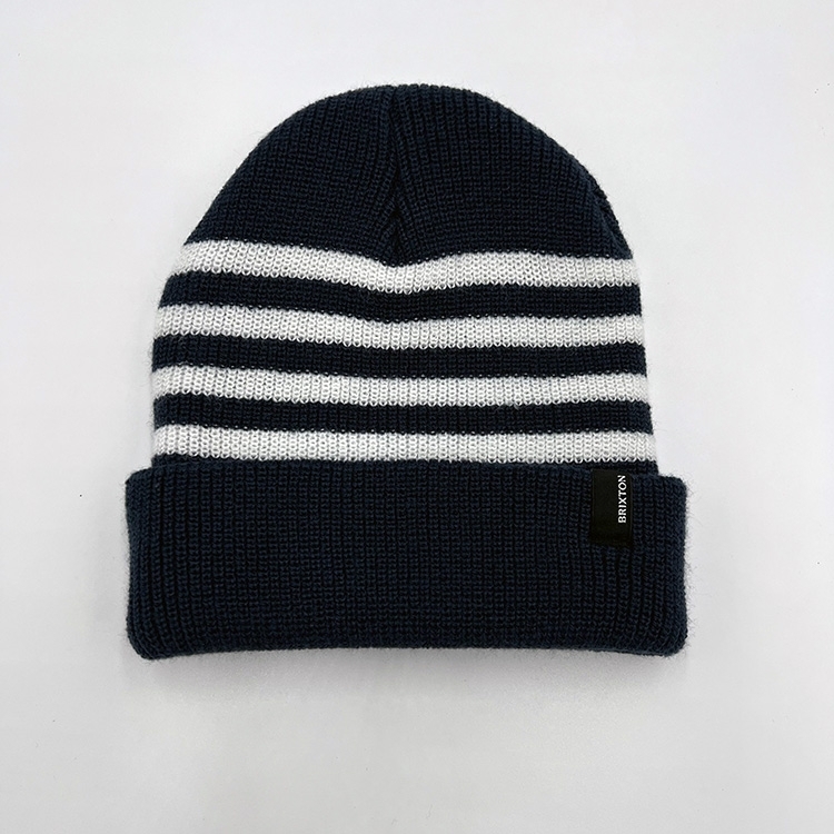 Brixton Heist Beanie (Navy/White) Hats Beanie at Emage Colorado, LLC