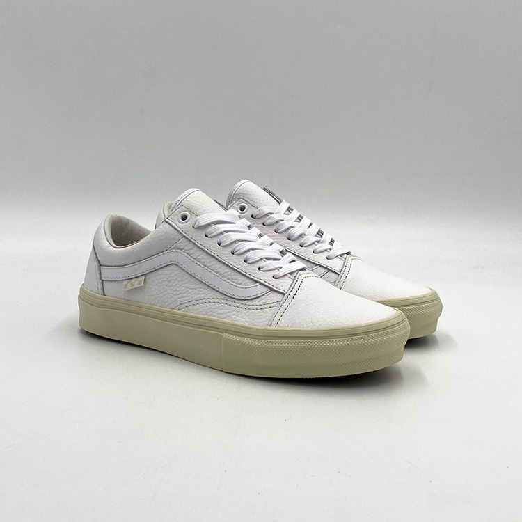 Skate Old Skool Leather White) Shoes Mens at Emage Colorado, LLC
