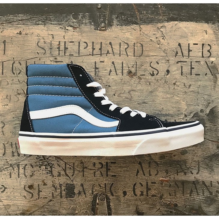 vans sk8 hi black and blue