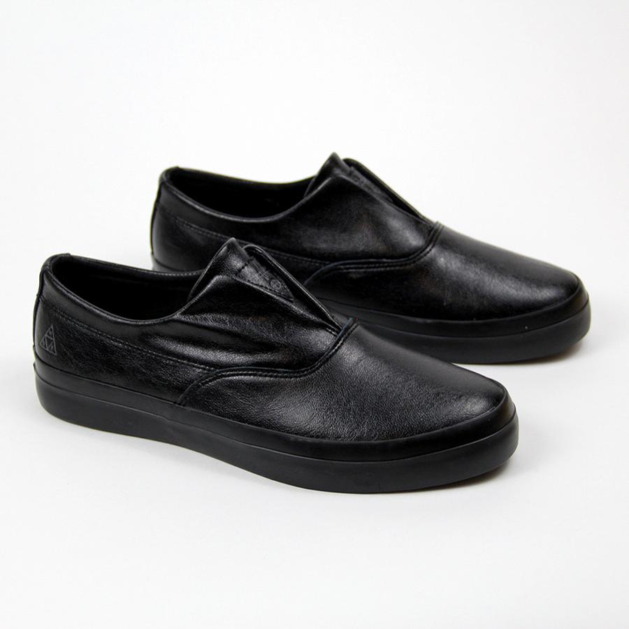 huf dylan slip on black grain leather