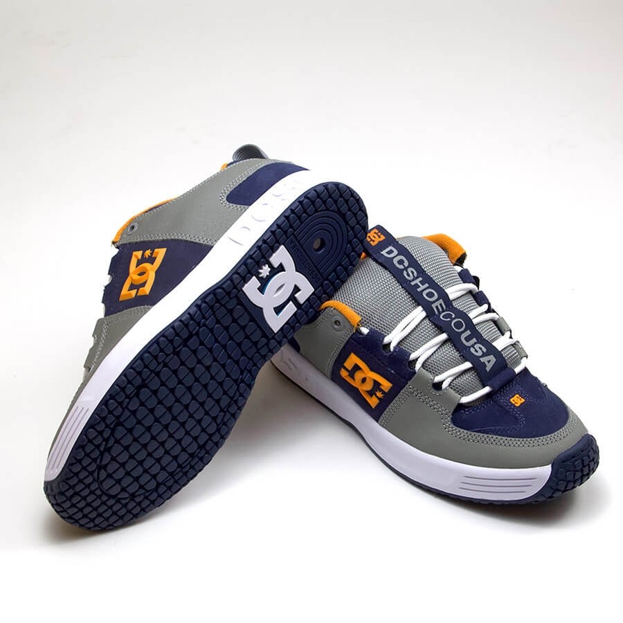 grey and orange sneakers