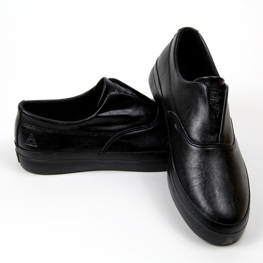 huf dylan slip on black grain leather