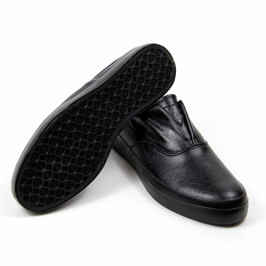 huf dylan slip on black grain leather