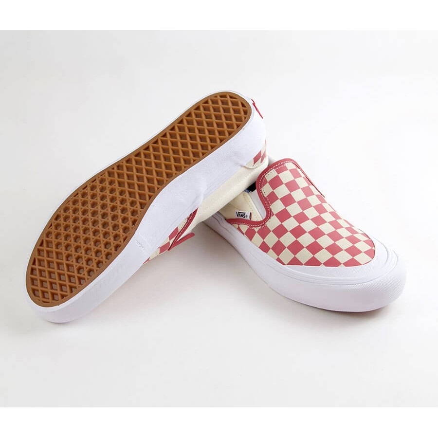 vans slip on pro checkerboard mineral red