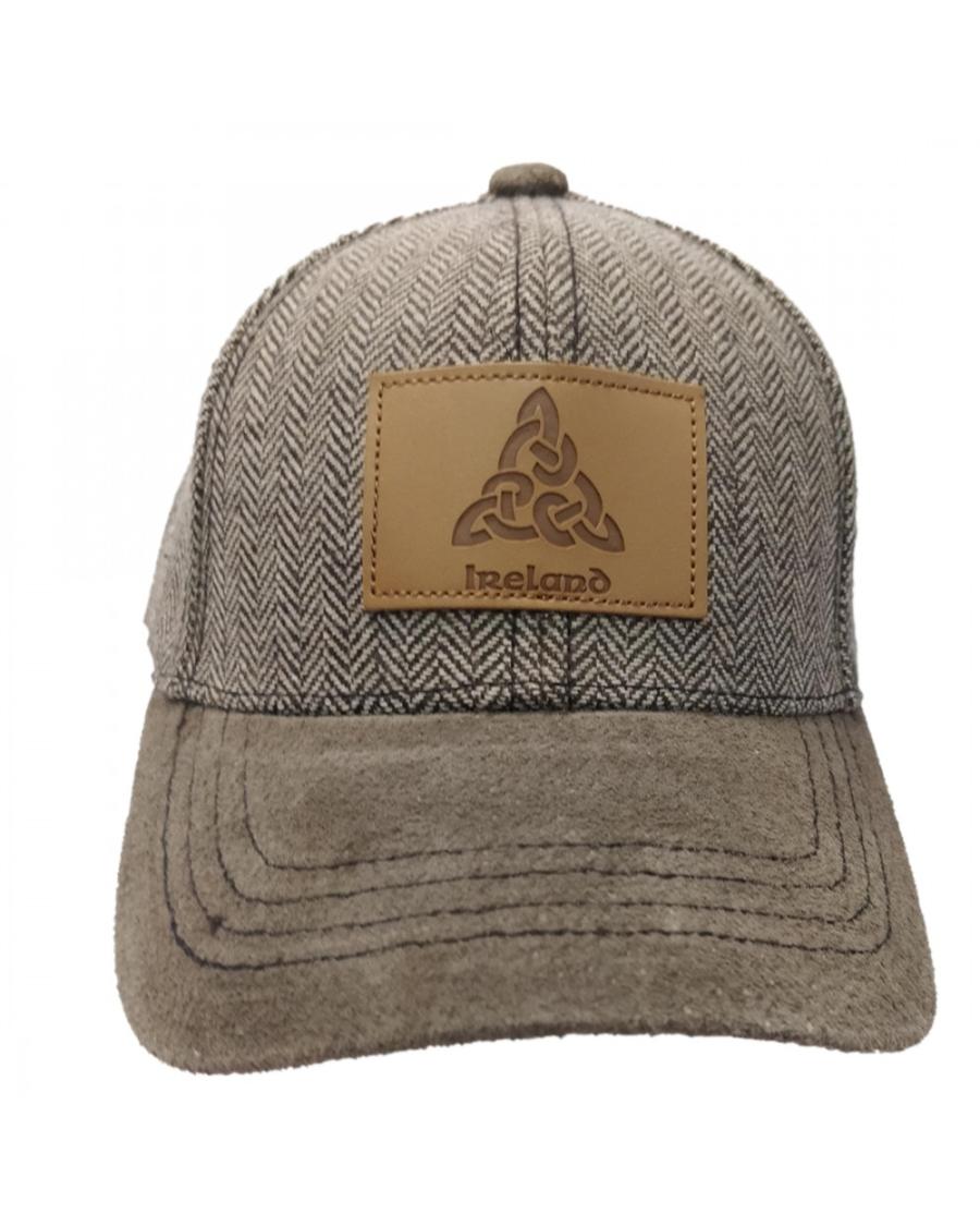 Irish Traditional Craft Brown Ireland Tweed Suede Peak Baseball Cap