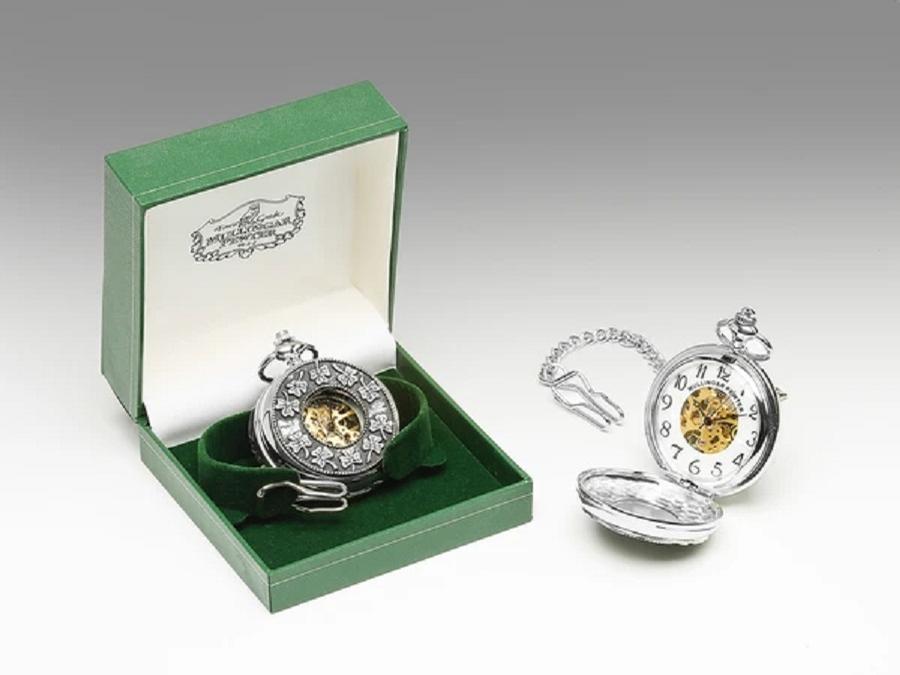Mullingar Pewter Irish Pocket Watch (Shamrock) Tiaras Watches at Irish