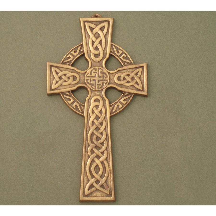 Irish Brass Large Celtic Wall Cross with Knot center Antique Brass