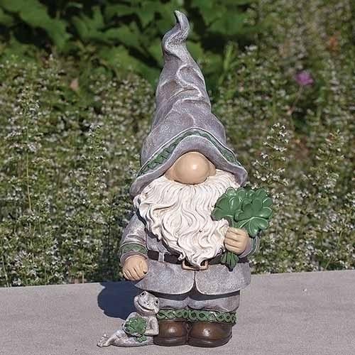 RMP Irish Garden Gnome with Frog and Shamrocks Gifts For Home Garden at
