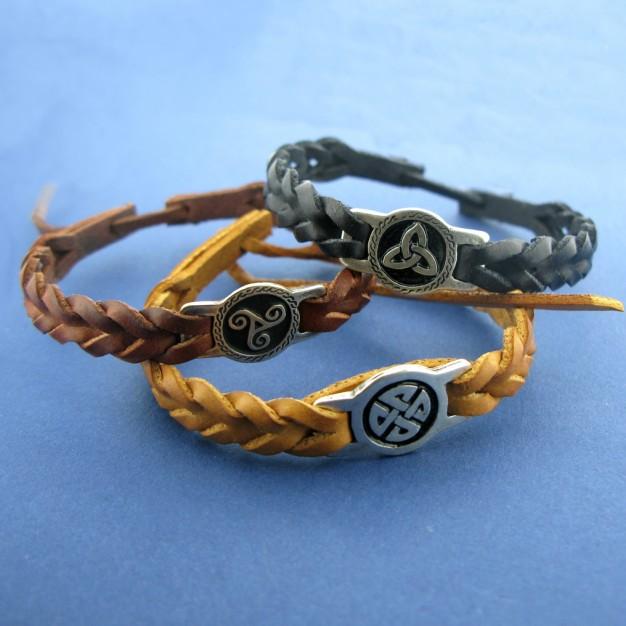 Amethyst Dublin Leather Wristbands Pewter Celtic Designs Jewelry