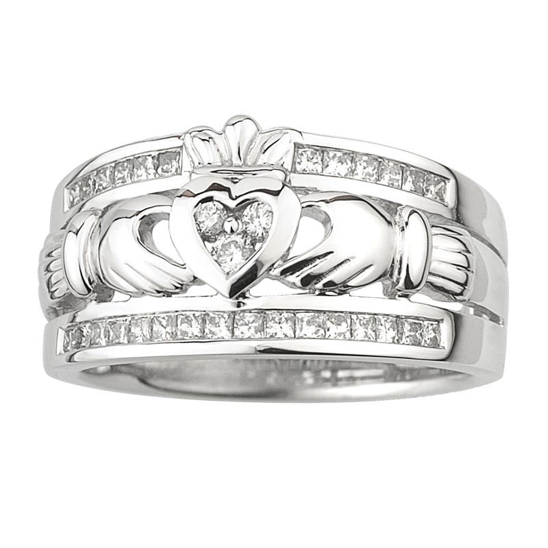 Solvar Jewelry White Gold Diamond Claddagh Ring Discontinued Jewelry