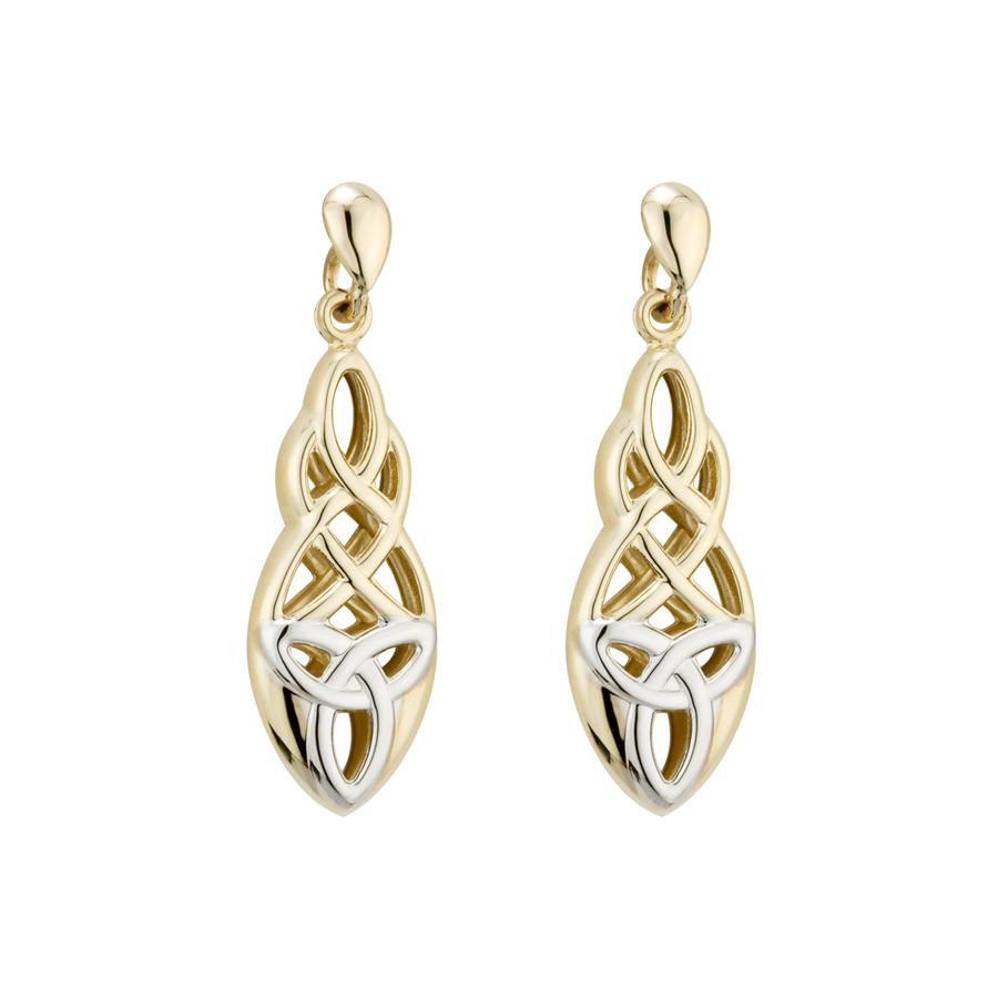 Solvar Jewelry Gold Trinity Knot Drop Earrings Earrings at Irish on Grand