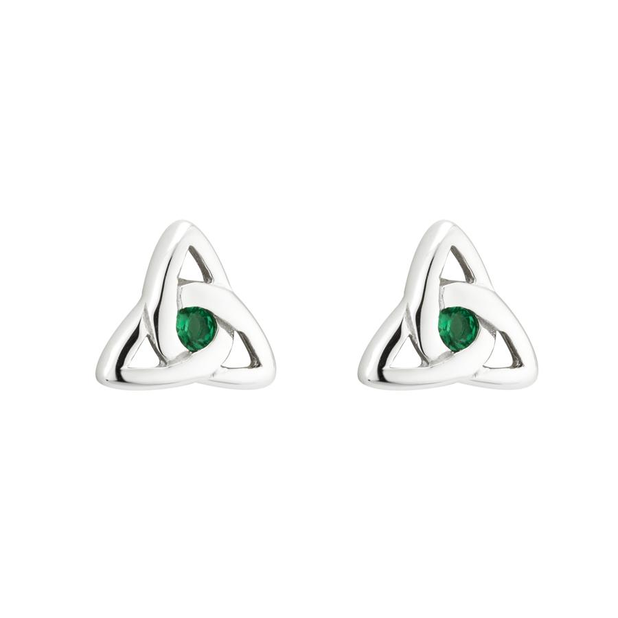 Solvar Jewelry Acara Trinity Knot Earrings With Green Stone 39.95