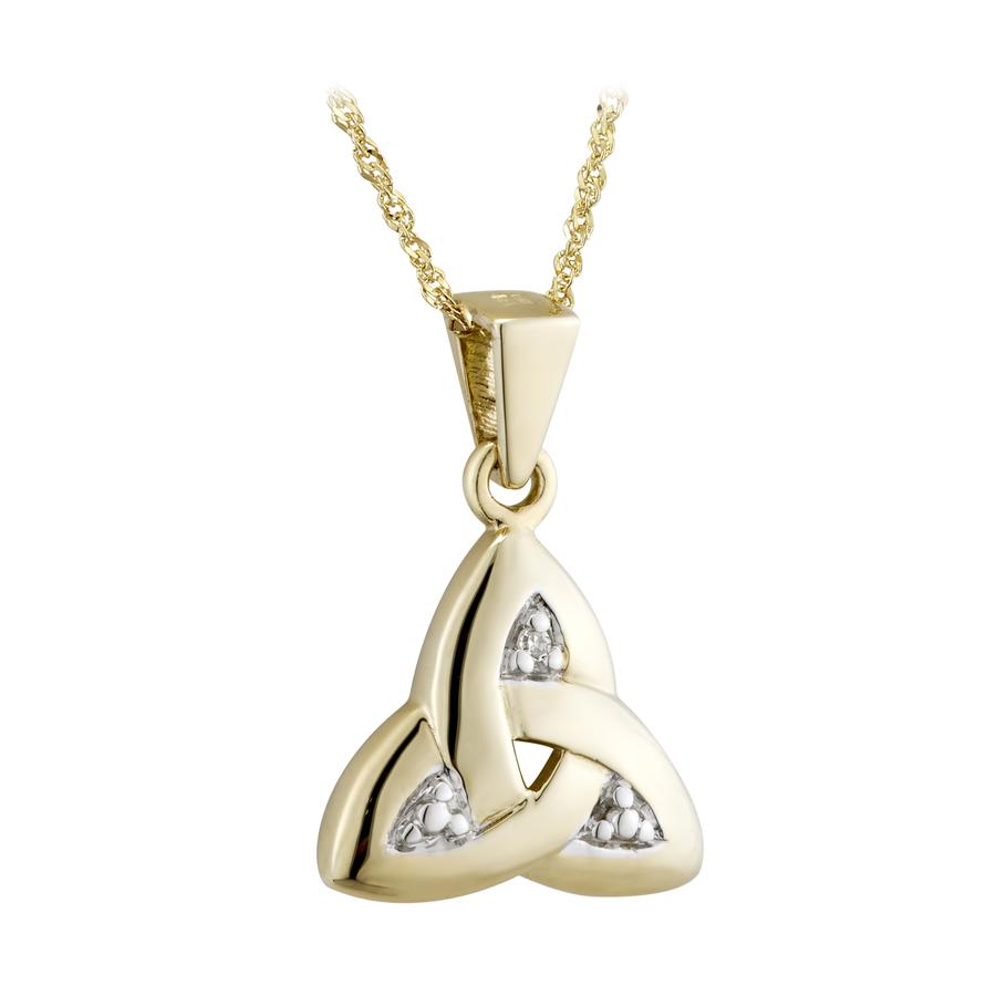 Solvar Jewelry Yellow Gold Trinity Knot with Diamond Pendant Jewelry