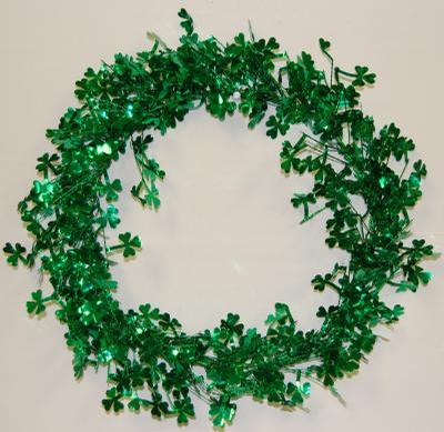 33-Foot St. Patrick's Day Tinsel Garland - Sparkling Shamrock Decor For Parties & Home