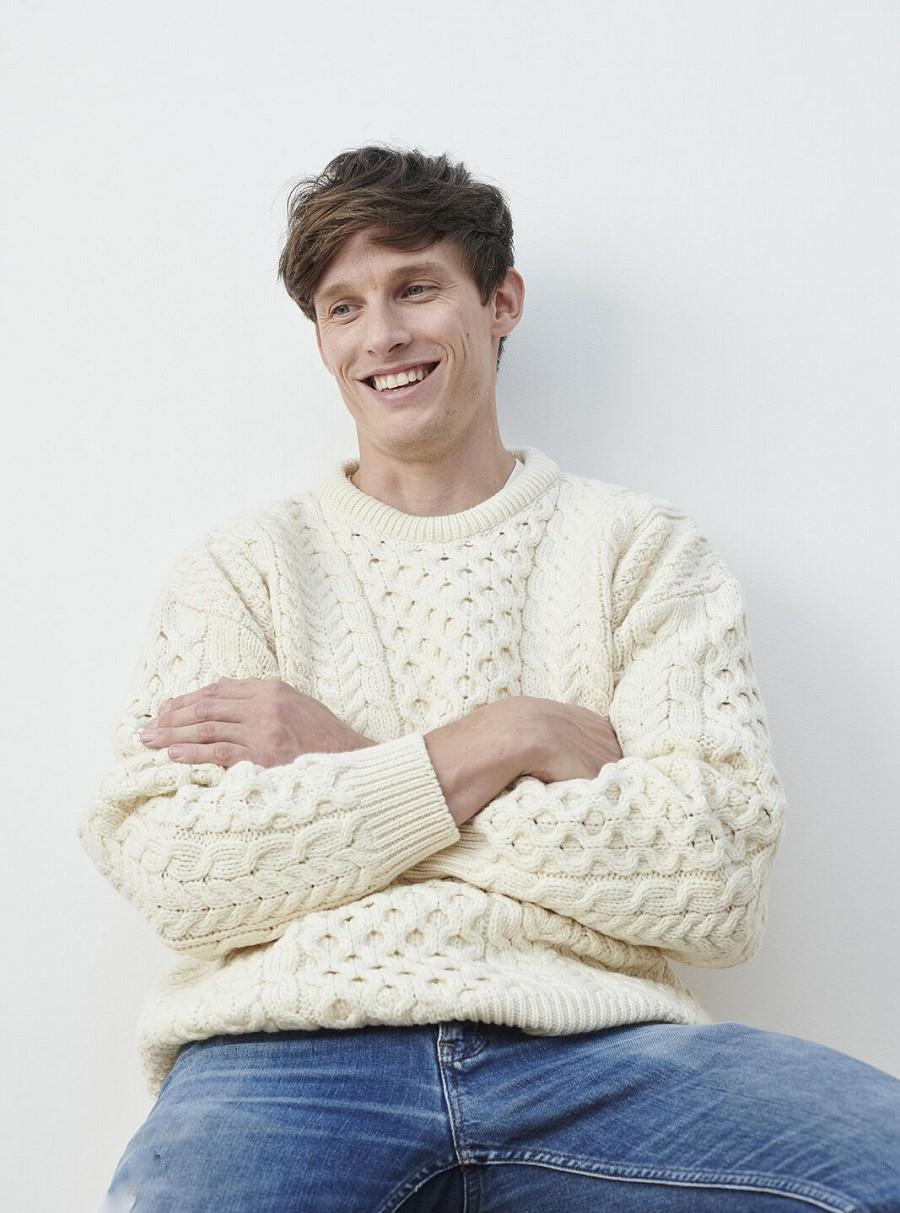 aran woolen mills | vented aran sweater (off white) |   トップス ウール おしゃれ CE721_Hires.jpg?crop=center&