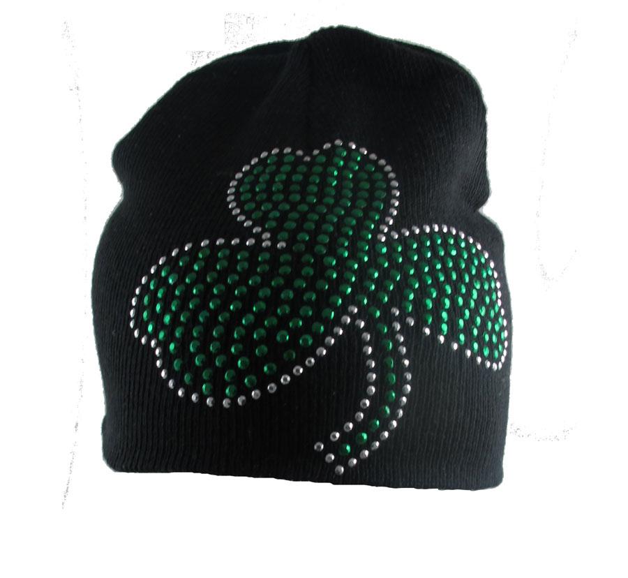 RIN Bling Shamrock Beanie Hat Clothing Caps Hats at Irish on Grand