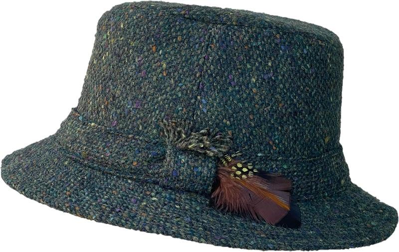Hanna Hats Irish Walking Hat (Two Toned Green Tweed Large Plain Weave) Clothing Caps Hats at