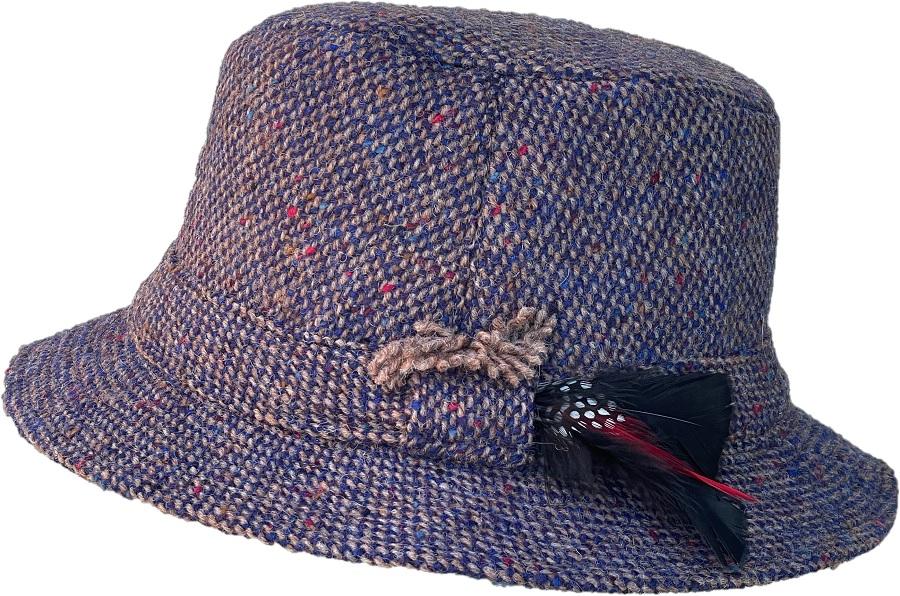 Hanna Hats Irish Walking Hat (Sapphire and Tan Large Plain Weave) Clothing Caps Hats at Irish on