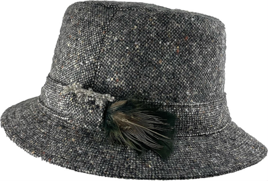 Hanna Hats Irish Walking Hat (Grey Pebble Speckled Tweed) Clothing Caps Hats at Irish on Grand