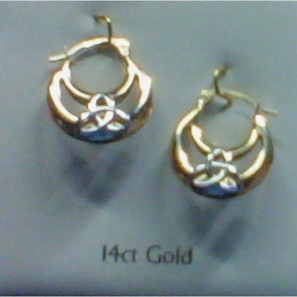Gold Crescent Trinity Knot Hoop Earrings