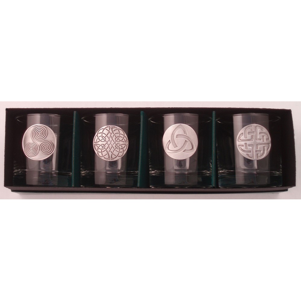 Irish Brass Celtic Design Loball Glasses Set of 4 Gifts Pub Stuff