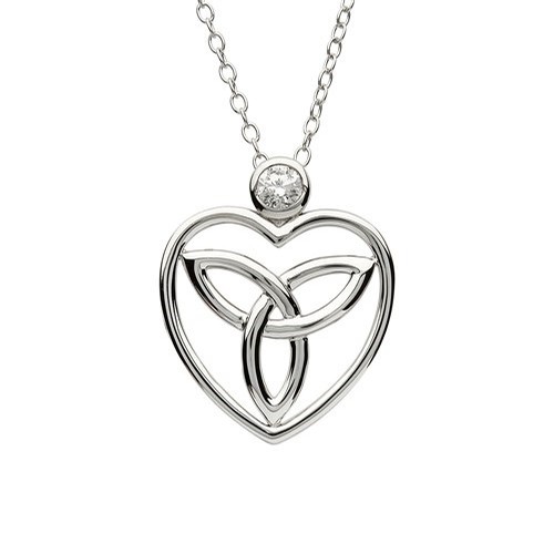 Celtic Heart Sterling Silver Pendant with Cubic Zirconia