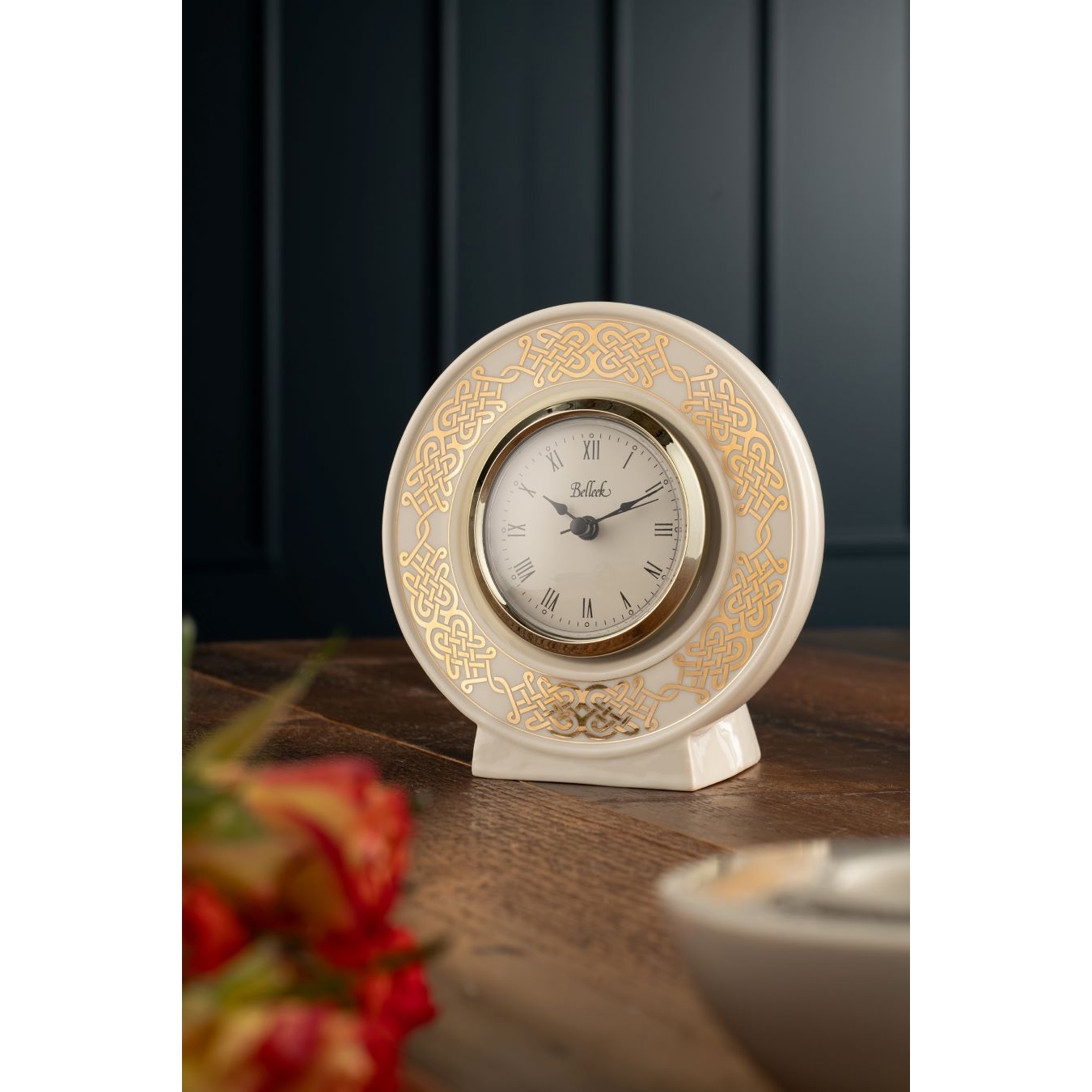 Belleek China Belleek Celtic Gold Clock Gifts For Home Clocks at Irish on Grand