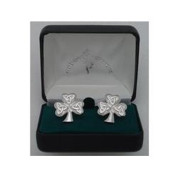Shamrock w/Trinity Cuff Links / Silver-plated Brass
