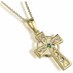Celtic Cross with Diamond and Emerald