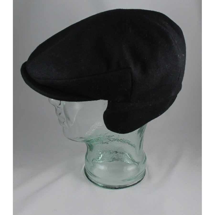 Black Flat Cap with Flaps