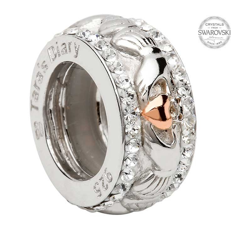 Claddagh Bead with Gold Heart and Swarovski Crystals