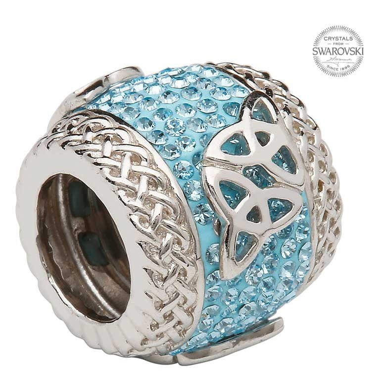 Celtic Bead Blue with Swarovski Crystals Wide