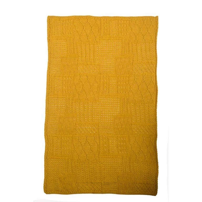Aran Woollen Mills Irish Woollen Patchwork Throw (Sunflower Yellow
