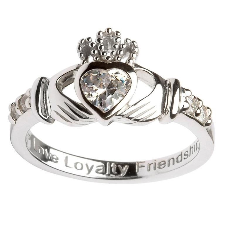 April Birthstone Claddagh Ring