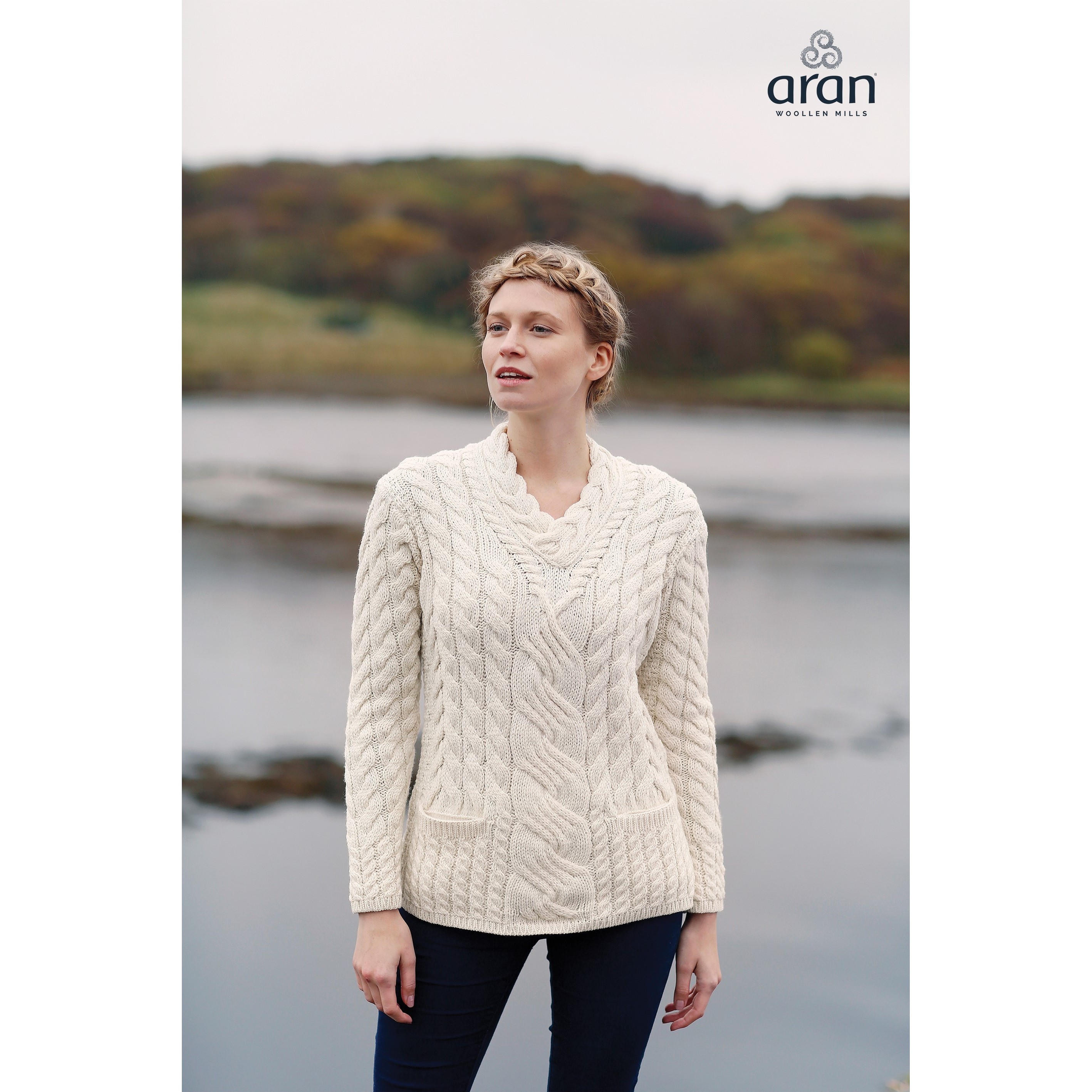 Pink V Neck Irish Sweater